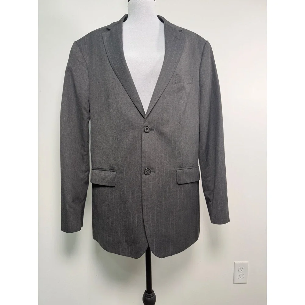 Banana‎ Republic Mens 46R Blazer Sport Coat Dark Charcoal Pinstripe 207755-00